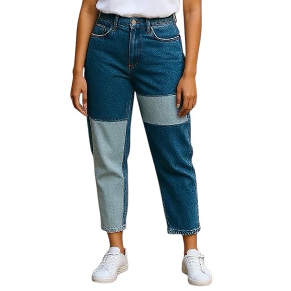 Hollister Denim - Hollister Ultra High Rise Mom Denim Patchwork Multicolored Ankle Jeans